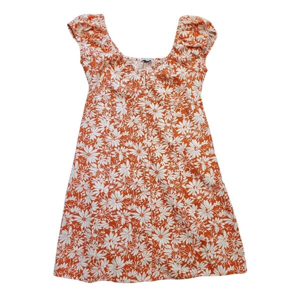 Madewell Dress Women's 0 Rust Floral Margie Mini Retro Linen Button Down - Picture 2 of 6